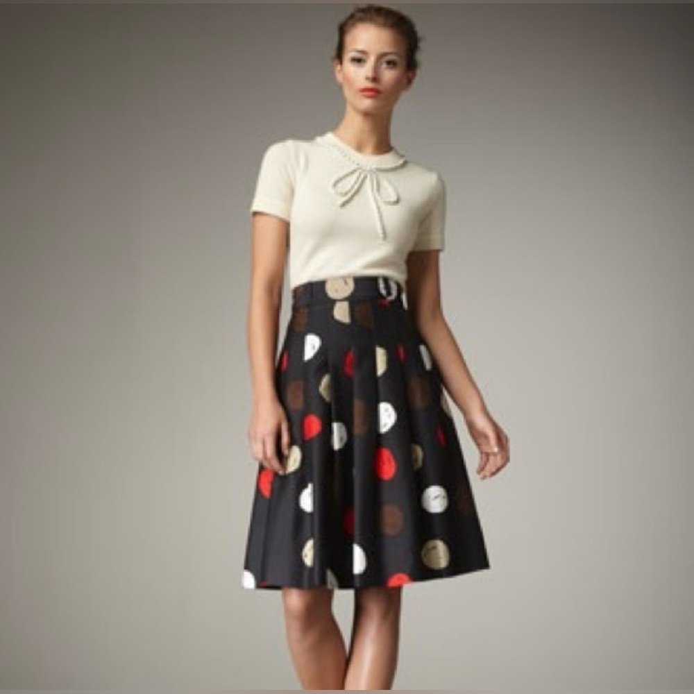 Kate Spade ♠️ Esther Polka Dot Belted Pleated Skirt, Size 4